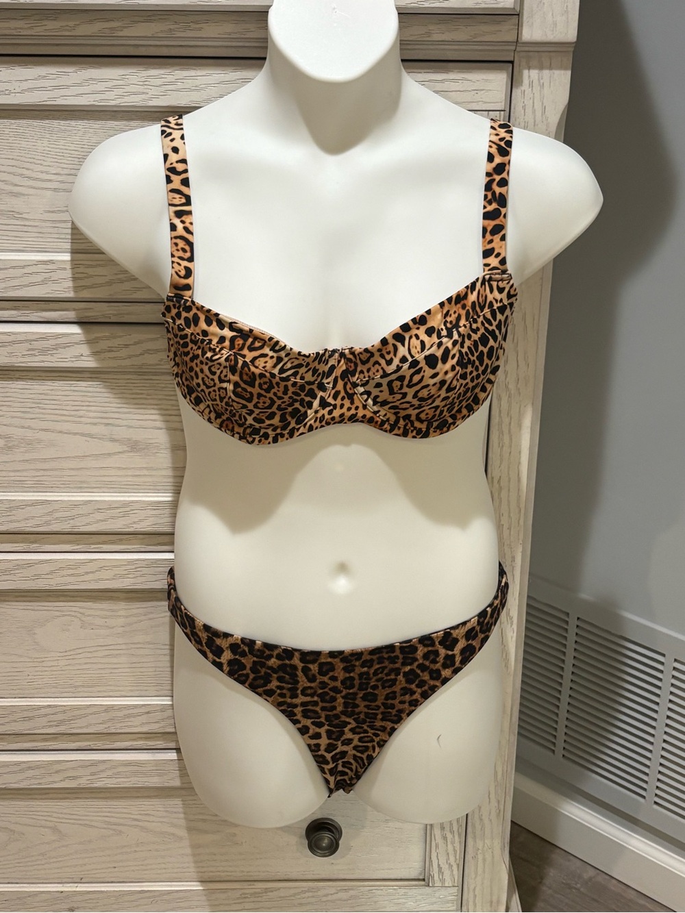 Good American  Leopard Print Womens Bikini Set - Brown Animal Print Swimwear